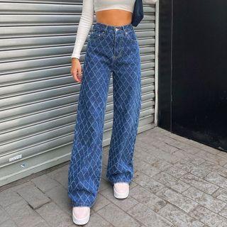 Argyle High Waist Wide Leg Jeans