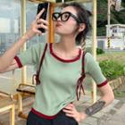 Contrast Trim Short-sleeve Knit T-shirt