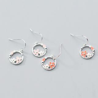 925 Sterling Silver Floral Mini Hoop Earring