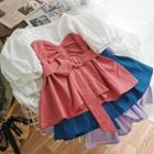 Mock Two Piece Puff-sleeve Blouse