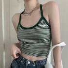 Striped Cropped Camisole Top Striped - Green - One Size
