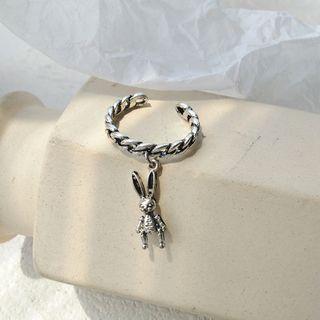 Rabbit Charm Open Ring Silver - One Size