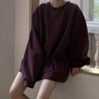 Plain Loose-fit Pullover Purple - One Size