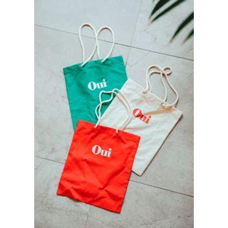 Rope-strap Lettering Canvas Shopper Bag