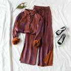 Metallic Long-sleeve Loose-fit Shirt / Shorts / Pants
