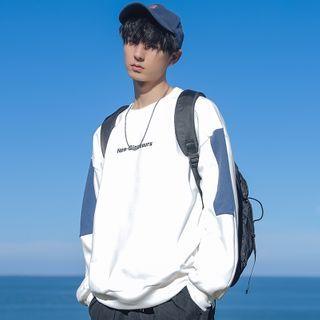 Long-sleeve Color Block Letter Printed Sweatshirt