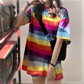 Rainbow Striped Short Sleeve T-shirt