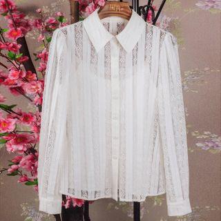 Set: Lace Blouse + Camisole White - L