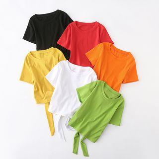 Short-sleeve Front Knotted T-shirt