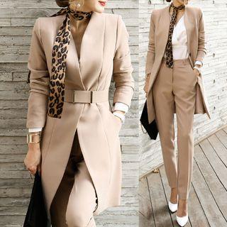 Set: Tie-waist Coat + Dress Pants