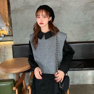 Vest / Long-sleeve Midi Dress