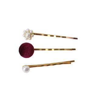 Set Of 3: Faux Pearl Bobby Pin