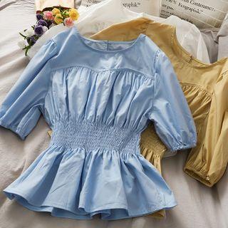 Smocked-waist Peplum Top