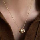 Rhinestone Ring Necklace Gold - One Size