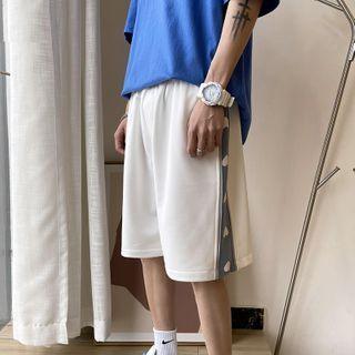 Heart Print Panel Wide-leg Shorts