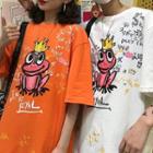 Couple Matching Elbow-sleeve Frog Print T-shirt