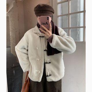 Plain Fleece Toggle Jacket White - One Size