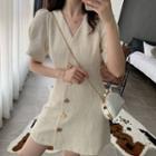 Short-sleeve Mini A-line Dress Almond - One Size