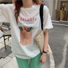Short-sleeve Vegetable Print T-shirt Off-white - One Size
