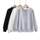 Long Sleeve Embroidered Loose-fit Polo Sweatshirt
