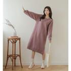 Stitched Fleece-lined Long Pullover Dress
