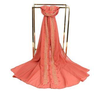 Faux Pearl Chiffon Scarf
