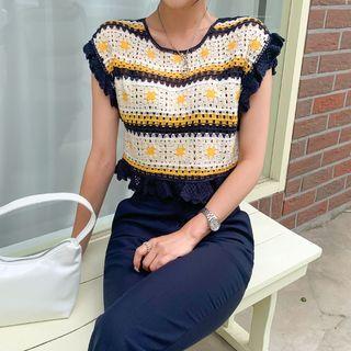 Motif-crochet Crop Top Ivory - One Size