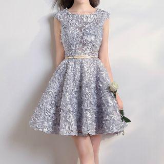 Flower Sleeveless A-line Cocktail Dress