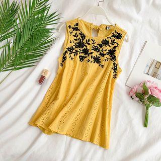 Embroidered Sleeveless Lace Top