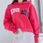 Asymmetric-hem Lettering Hooded Top