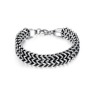 Fashion Domineering Double-layer Geometric 316l Stainless Steel Bracelet Silver - One Size