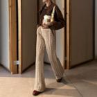 Cable Knit High-waist Boot-cut Pants
