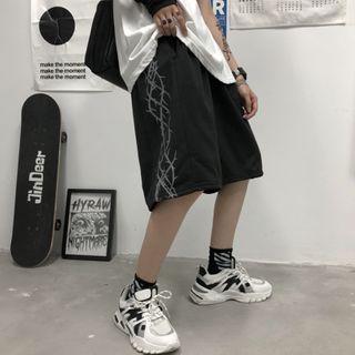 Barbed Wire Print Wide-leg Shorts