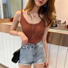 Buttoned Sleeveless Cropped Top
