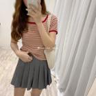 Square-neck Striped Summer Knit Top