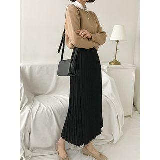 Accordion-pleat Knit Long Skirt
