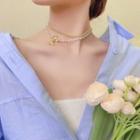 Bow Faux Pearl Necklace 01 - One Size