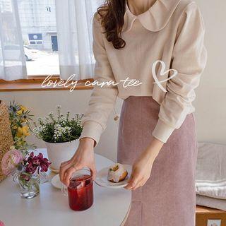 Pleated Puritan-collar T-shirt