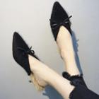 Bow Accent Kitten-heel Furry Mules