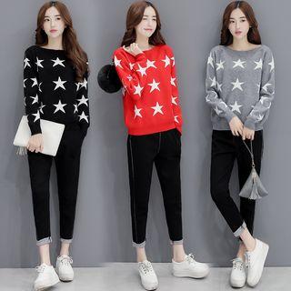 Set: Star-pattern Sweater + Pants