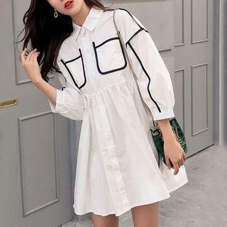 Contrast Trim Mini A-line Shirtdress