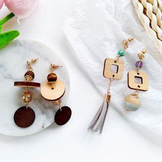 Wooden Fringed / Dangle Earring (various Designs)