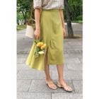 Asymmetric Linen Blend Long Skirt