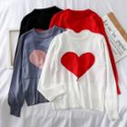 Heart-print Knit Sweater