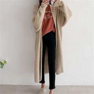 Wool Blend Long Furry Cardigan
