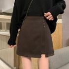 High Waist Slit Mini A-line Skirt
