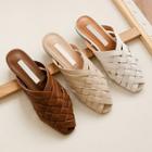Woven Cowhide Flat Mules