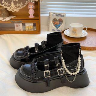 Frill Trim Platform Mary Jane Shoes