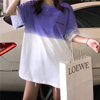 Gradient Short-sleeve T-shirt Purple - One Size