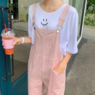 Smile-printed Slit-side T-shirt